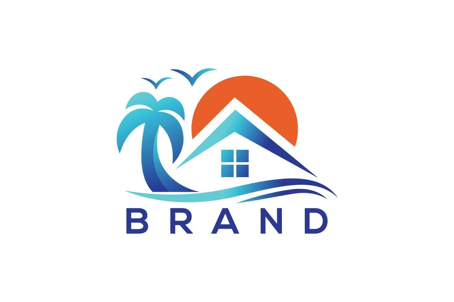 modieus en minimaal vakantie of huis en palm boom vector logo ontwerp