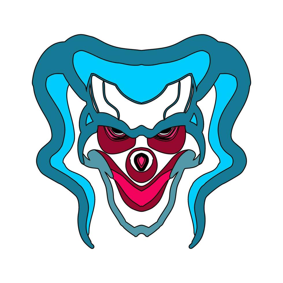 een tekenfilm clown met blauw ogen en rood haar- vector