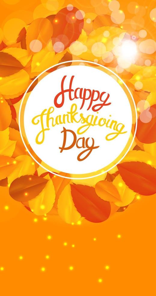 happy thanksgiving day achtergrond met glanzende natuurlijke herfstbladeren. vector illustratie