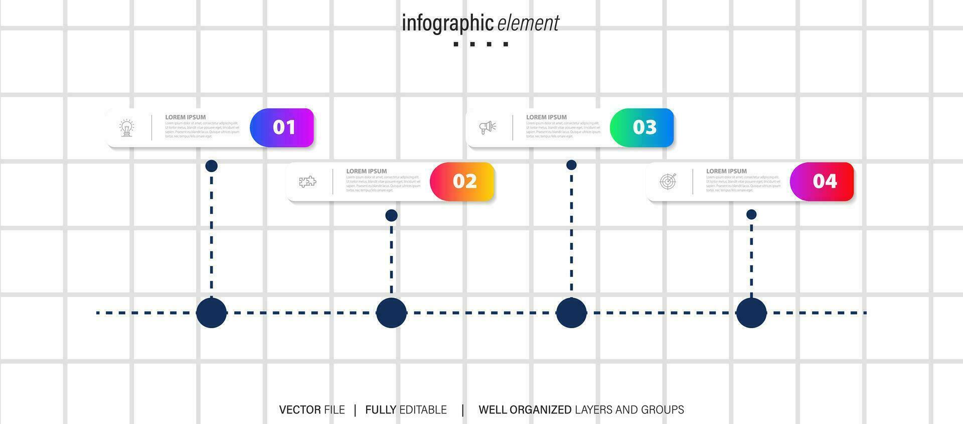 tijdlijn infographic sjabloon, bedrijf concept met 4 opties, vector illustratie.