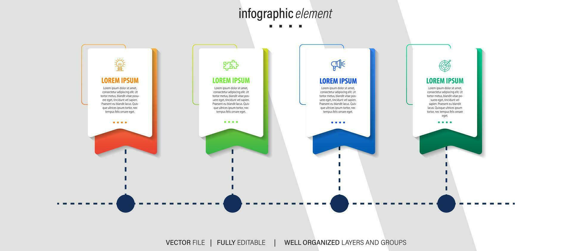 reeks van infographic elementen gegevens visualisatie vector ontwerp sjabloon. kan worden gebruikt voor stappen, opties, bedrijf werkwijze, werkstroom, diagram, flowchart concept, tijdlijn, afzet pictogrammen, info grafiek.