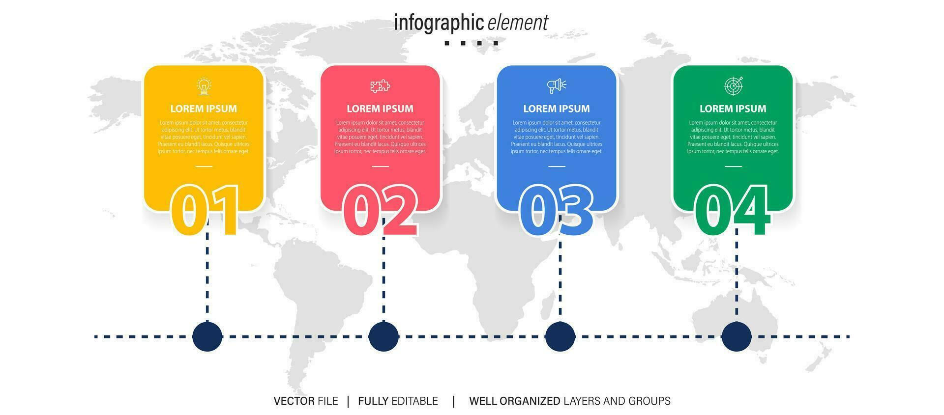 reeks van infographic elementen gegevens visualisatie vector ontwerp sjabloon. kan worden gebruikt voor stappen, opties, bedrijf werkwijze, werkstroom, diagram, flowchart concept, tijdlijn, afzet pictogrammen, info grafiek.