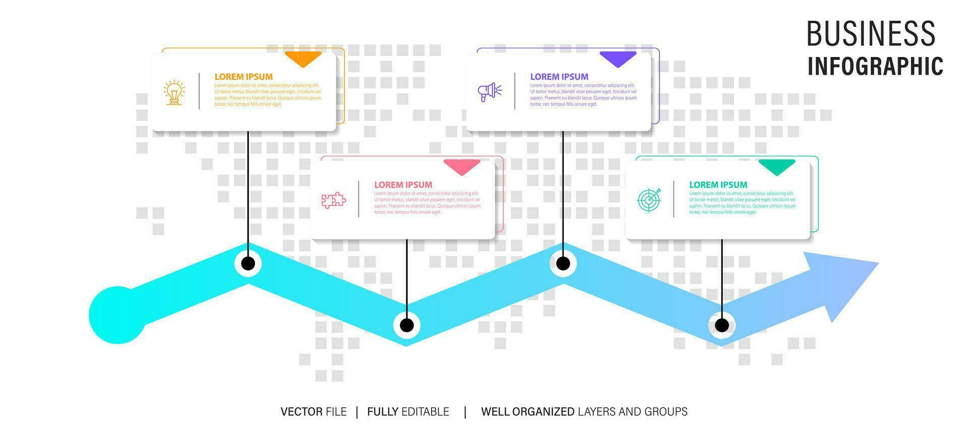 bedrijf werkwijze infographic sjabloon. dun lijn ontwerp met getallen 4 opties of stappen. vector illustratie grafisch ontwerp