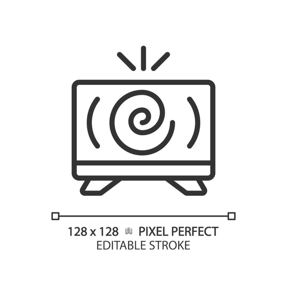 2d pixel perfect bewerkbare zwart televisie nieuws icoon, geïsoleerd vector, dun lijn illustratie vertegenwoordigen journalistiek. vector