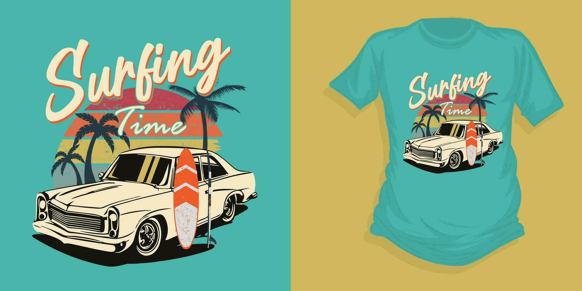 surfing tijd t-shirt ontwerp vector illustratie, vrij vector ontwerp