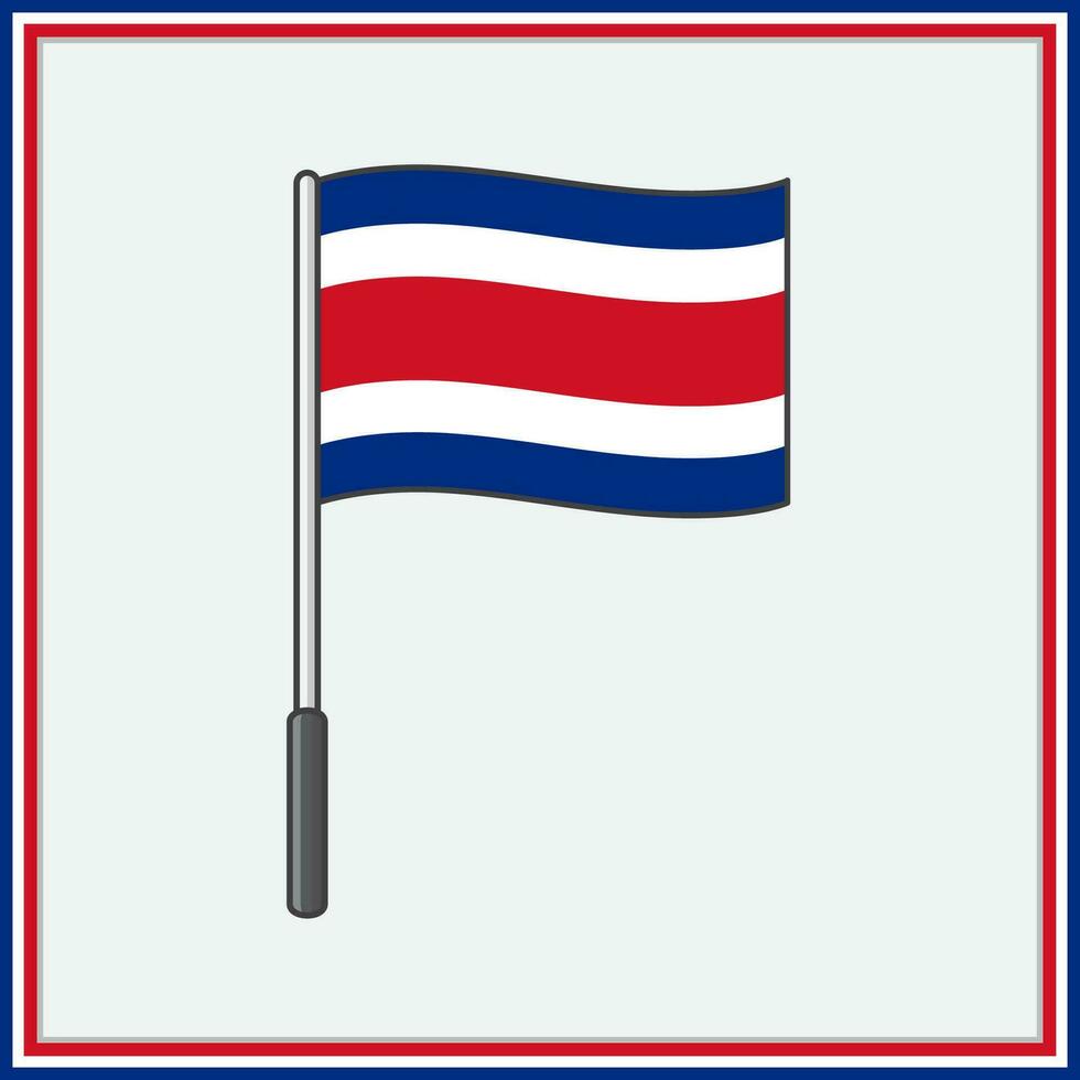 costa rica vlag tekenfilm vector illustratie. vlag van costa rica vlak icoon schets