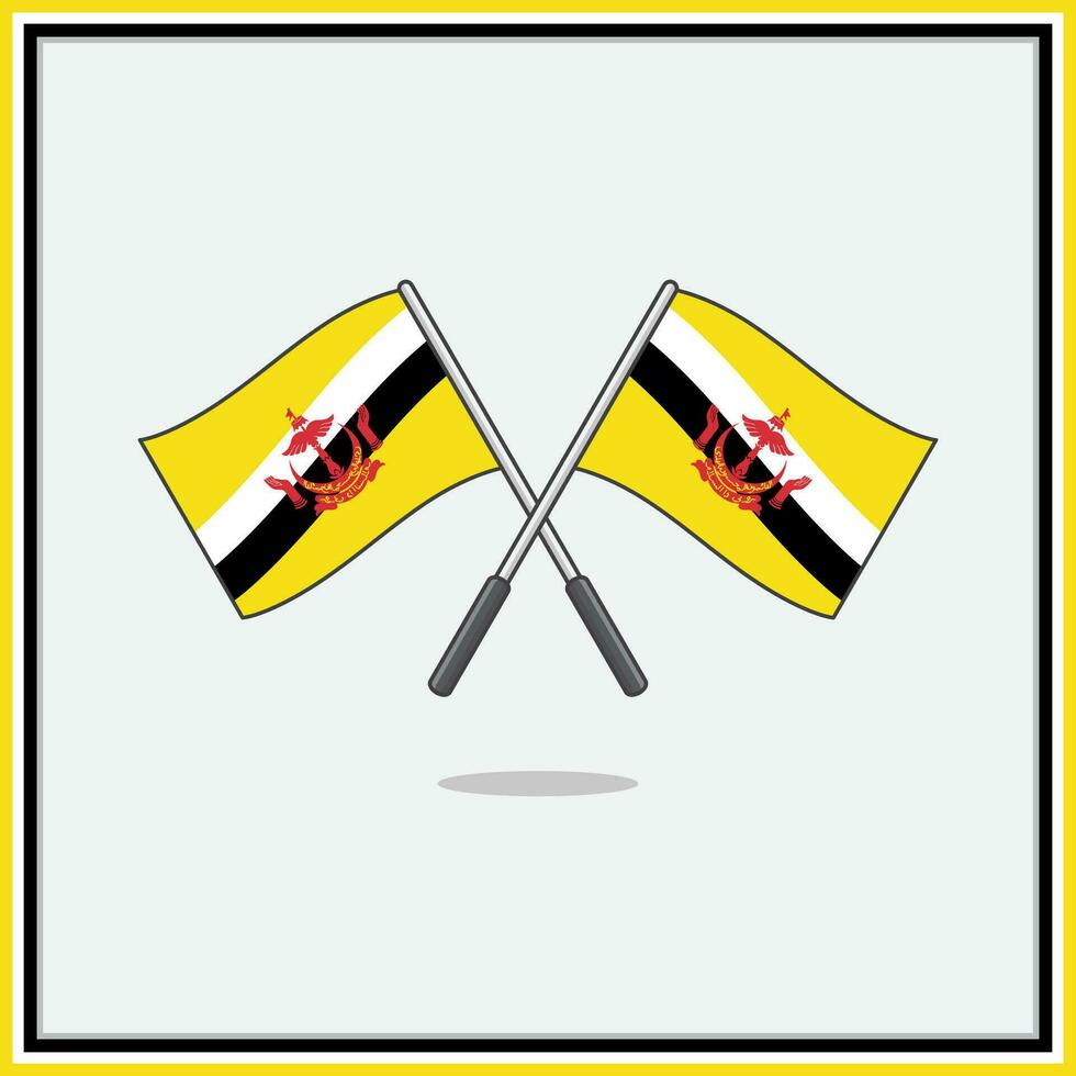 vlag van Brunei Darussalam tekenfilm vector illustratie. Brunei Darussalam vlag vlak icoon schets