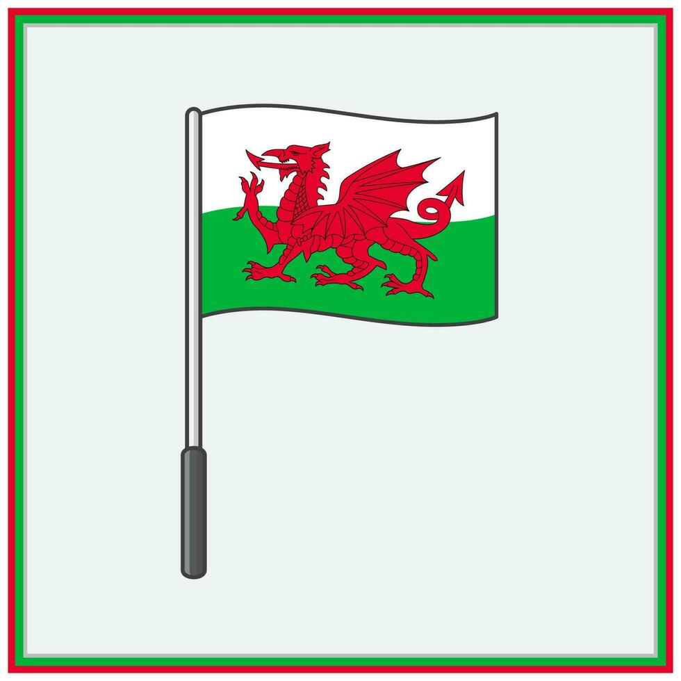 Wales vlag tekenfilm vector illustratie. vlag van Wales vlak icoon schets