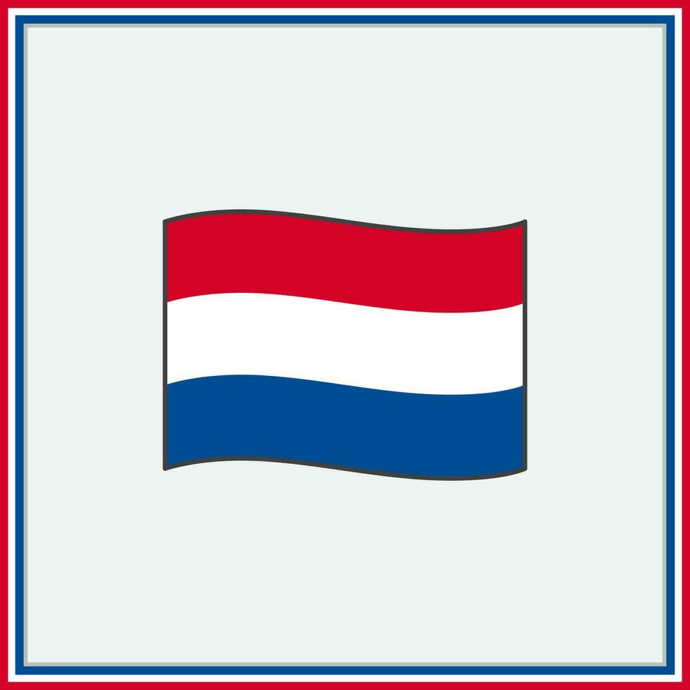 Nederland vlag tekenfilm vector illustratie. vlag van Nederland vlak icoon schets. nationaal Nederland vlag