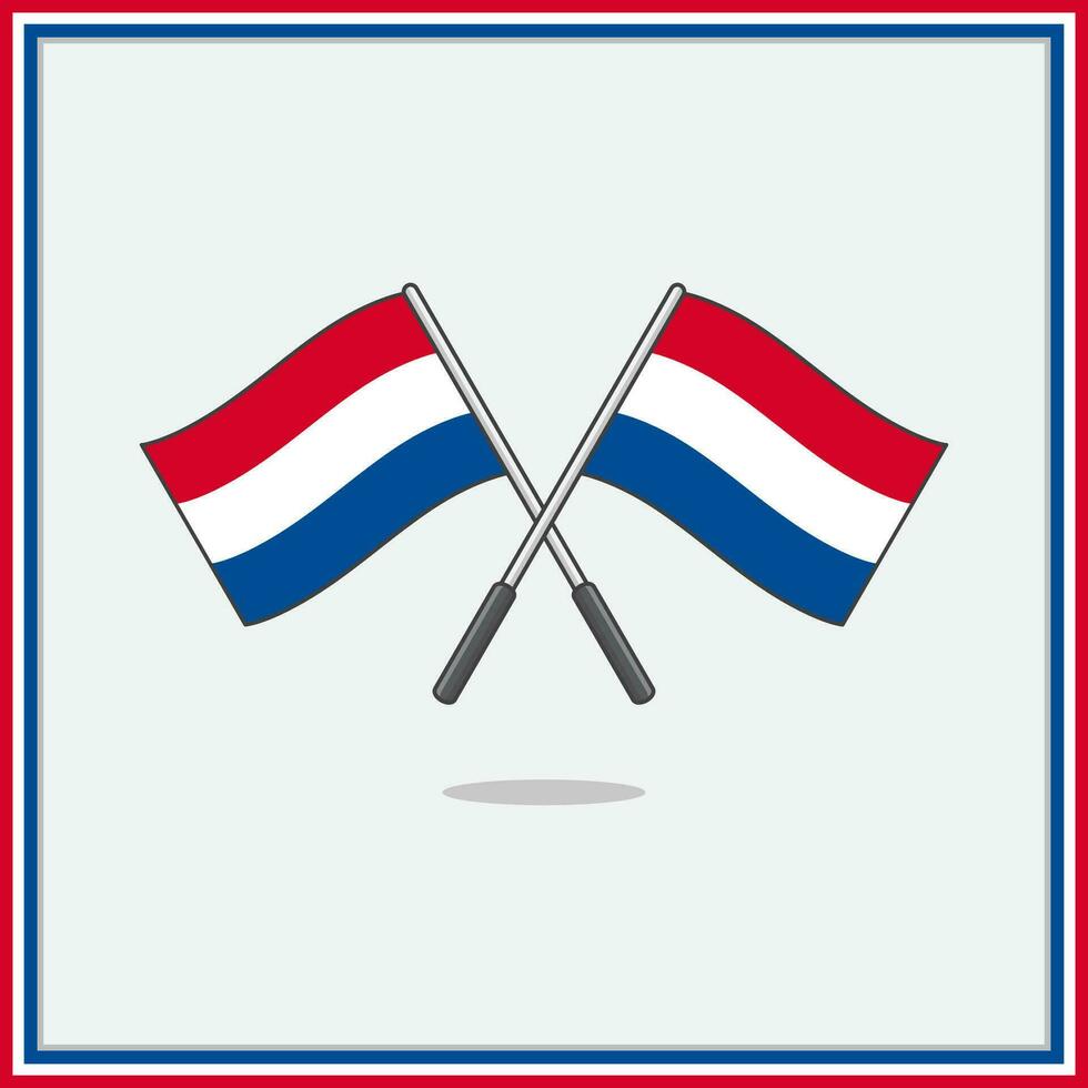 vlag van Nederland tekenfilm vector illustratie. Nederland vlag vlak icoon schets