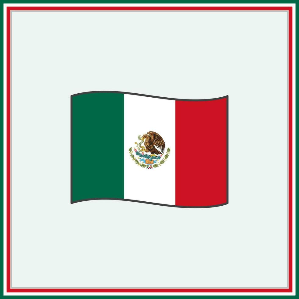 Mexico vlag tekenfilm vector illustratie. vlag van Mexico vlak icoon schets. nationaal Mexico vlag