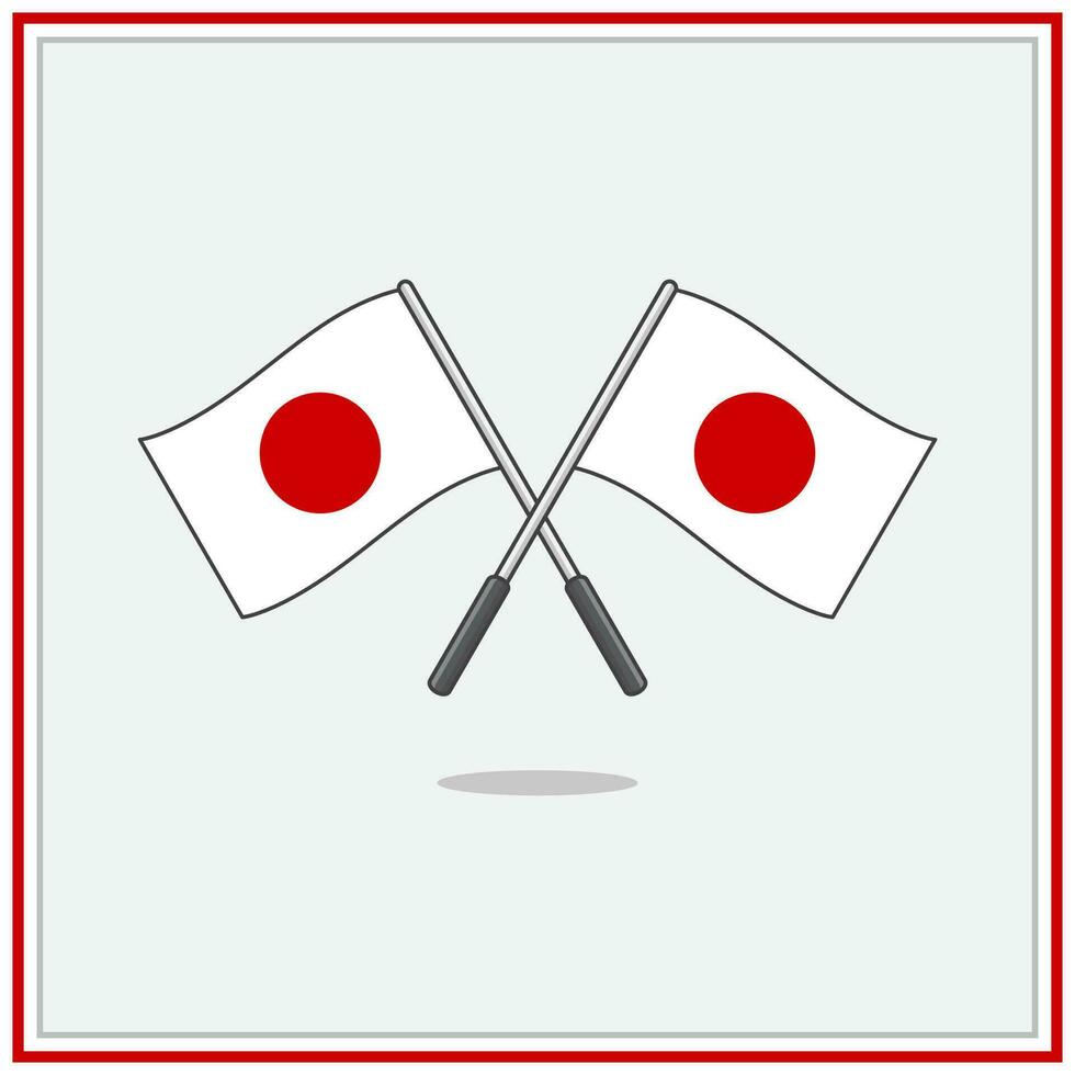 vlag van Japan tekenfilm vector illustratie. Japan vlag vlak icoon schets