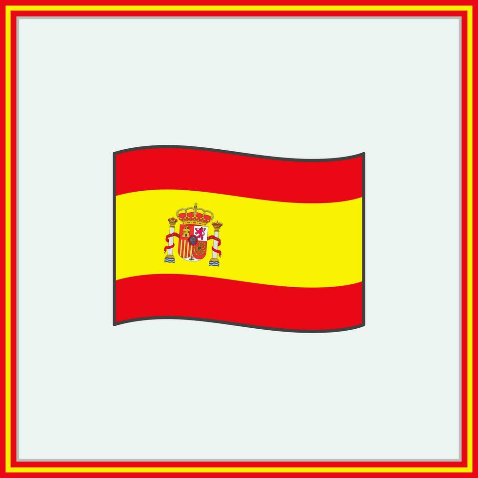 Spanje vlag tekenfilm vector illustratie. vlag van Spanje vlak icoon schets. nationaal Spanje vlag