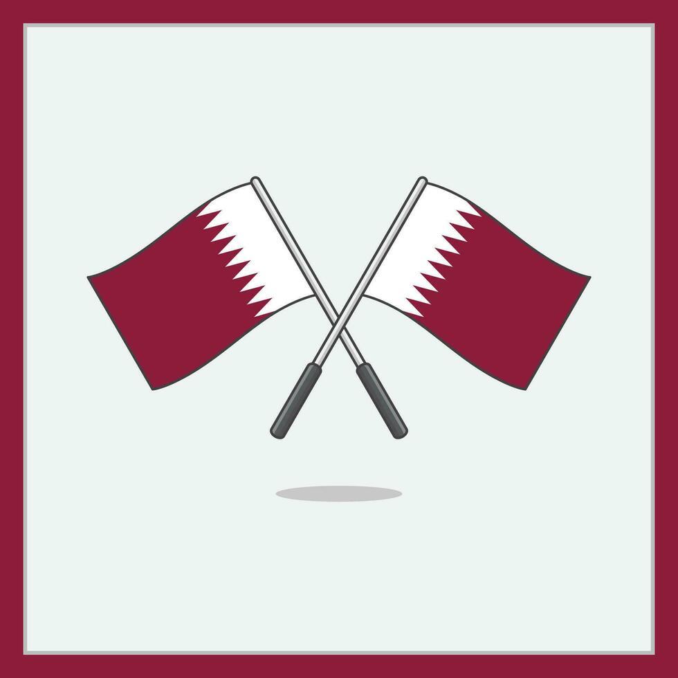 vlag van qatar tekenfilm vector illustratie. qatar vlag vlak icoon schets