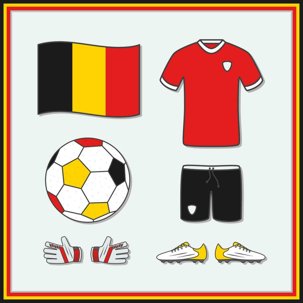 belgie Amerikaans voetbal tekenfilm vector illustratie. Amerikaans voetbal truien en Amerikaans voetbal bal vlak icoon schets