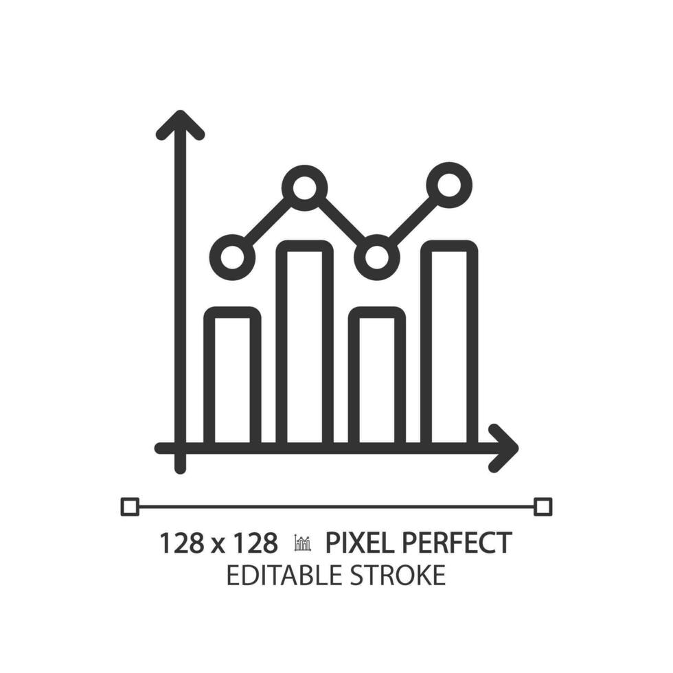 combo tabel lineair icoon. verkoop prestatie. economisch rapport. project voortgang. enquête analyse. gegevens analyses. dun lijn illustratie. contour symbool. vector schets tekening. bewerkbare beroerte