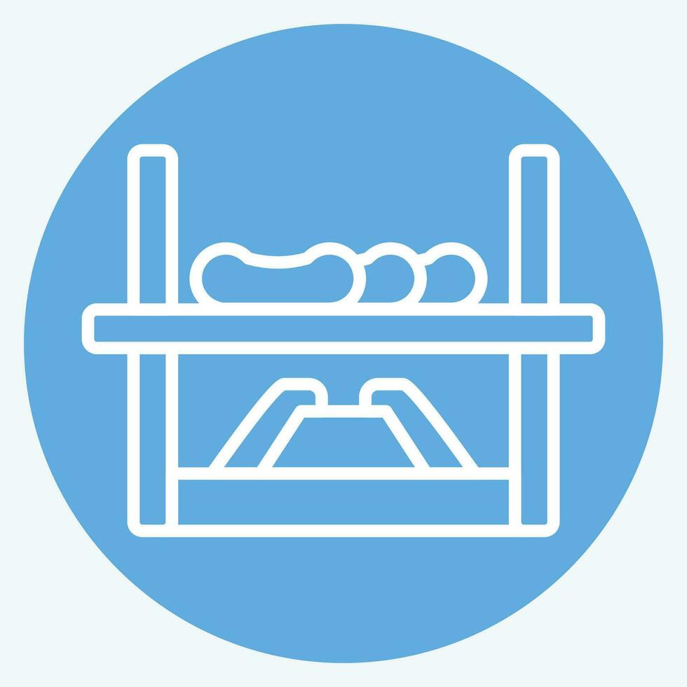 icoon kampvuur grillen. verwant naar camping symbool. blauw ogen stijl. gemakkelijk ontwerp bewerkbaar. gemakkelijk illustratie vector