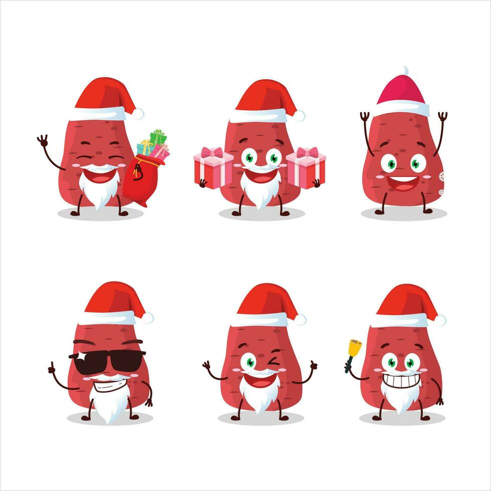 de kerstman claus emoticons met zoet aardappel tekenfilm karakter vector
