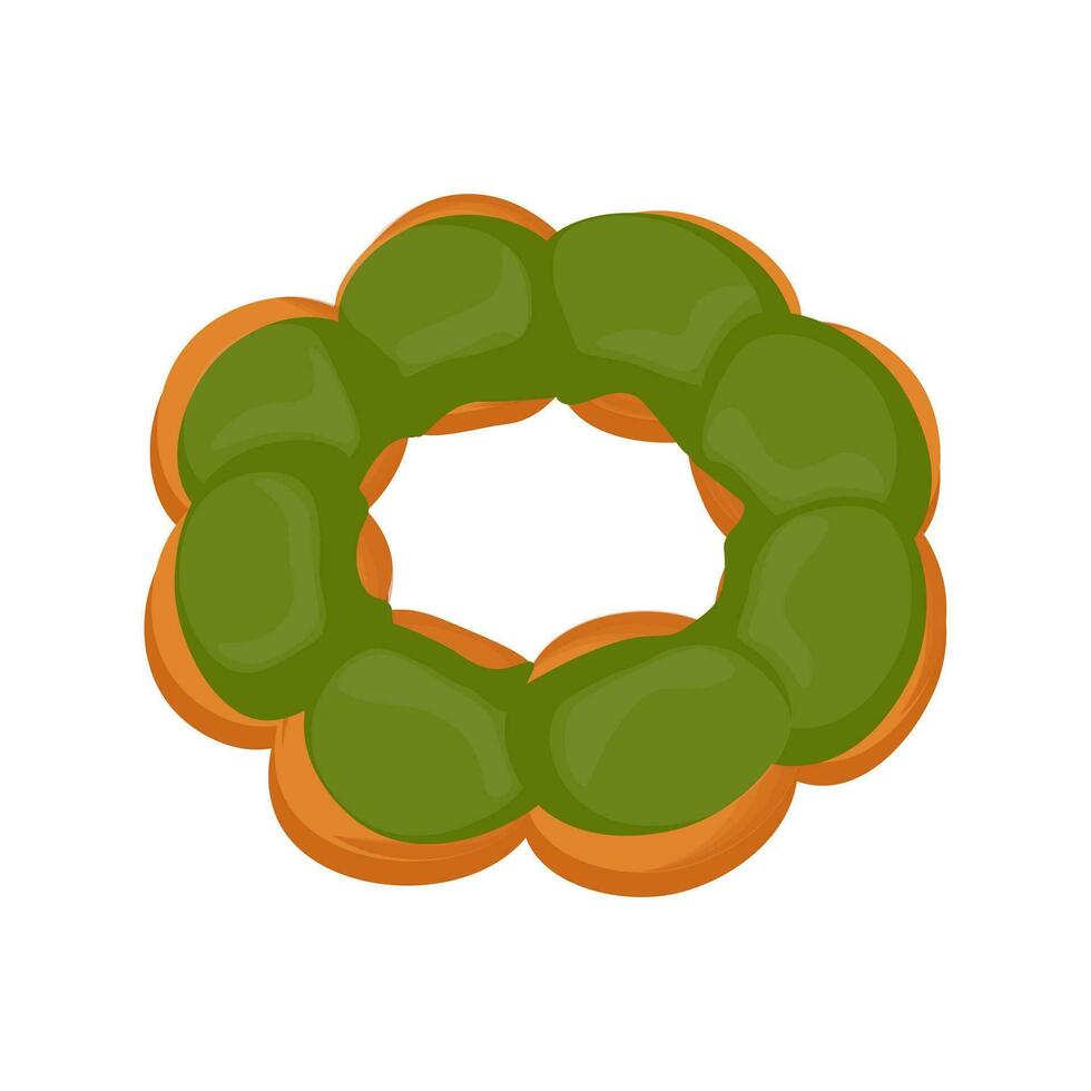 matcha groen thee mochi donut illustratie logo vector