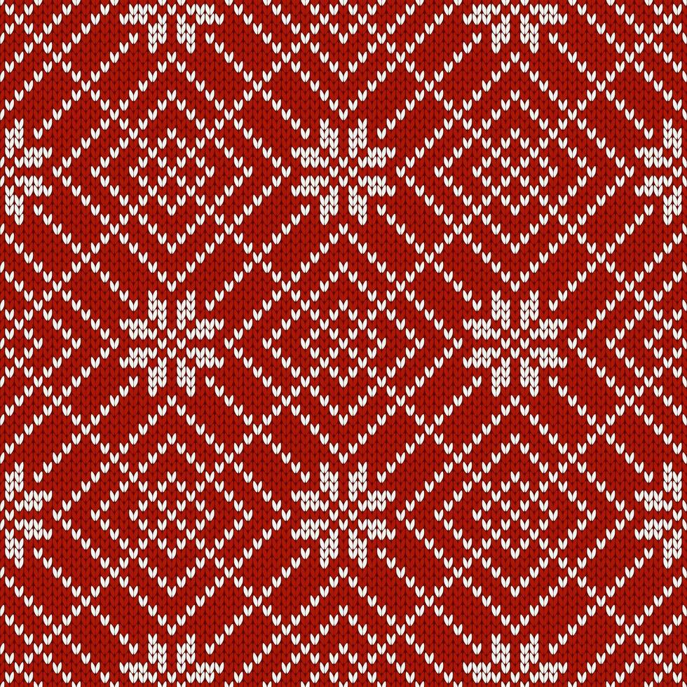 winter gebreid etnisch stijl ornament met sneeuwvlokken en ruiten. diamant patroon. vector