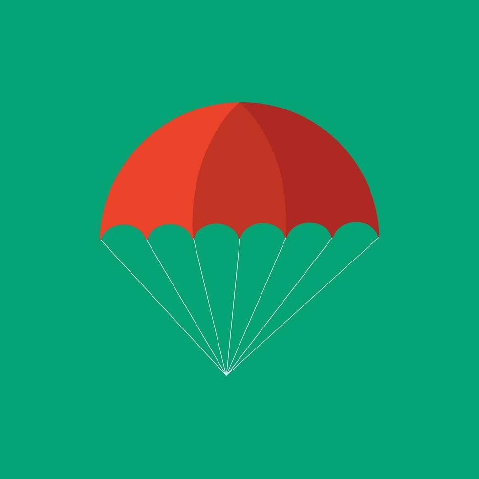 illustratie van een rood parachute geïsoleerd Aan een groen achtergrond. vector