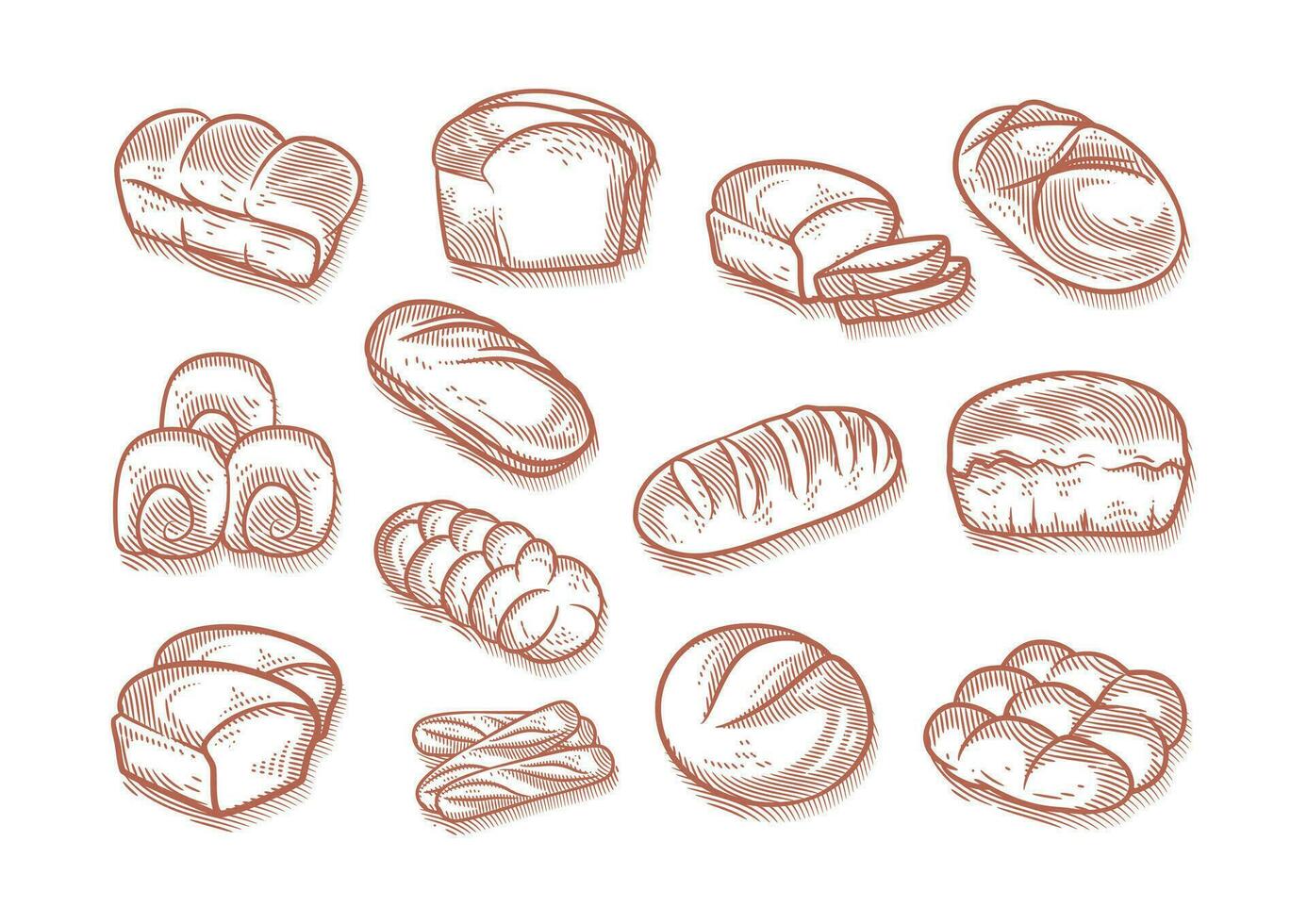 hand- getrokken brood en bakkerij verzameling vector illustratie