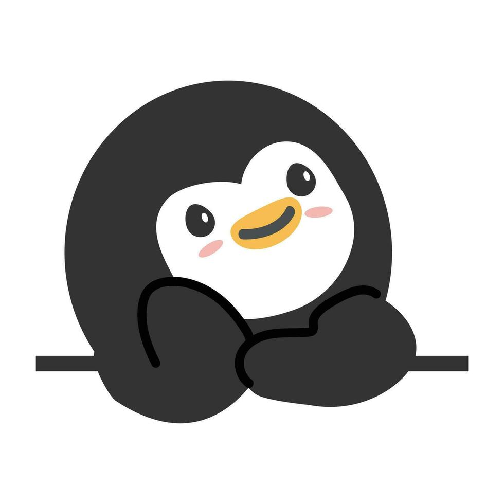 schattig hoofd pinguïn tekenfilm banier vector