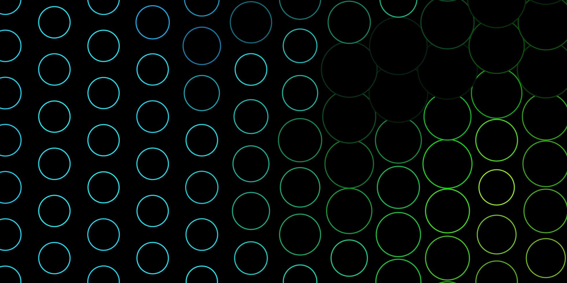 donkerblauwe, groene vectorlay-out met cirkelvormen. illustratie met set van glanzende kleurrijke abstracte bollen. patroon voor zakelijke advertenties. vector