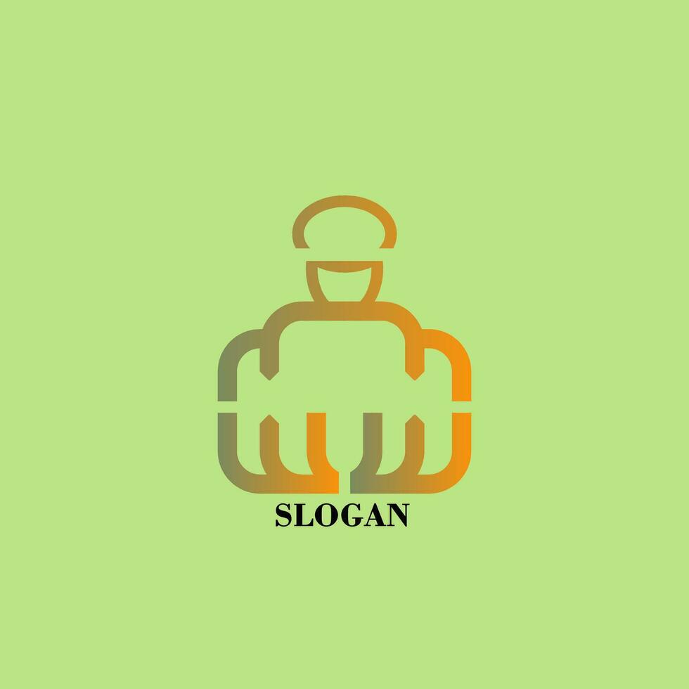 een logo voor een restaurant dat is gemaakt omhoog van een Mens in een chef-kok hoed vector