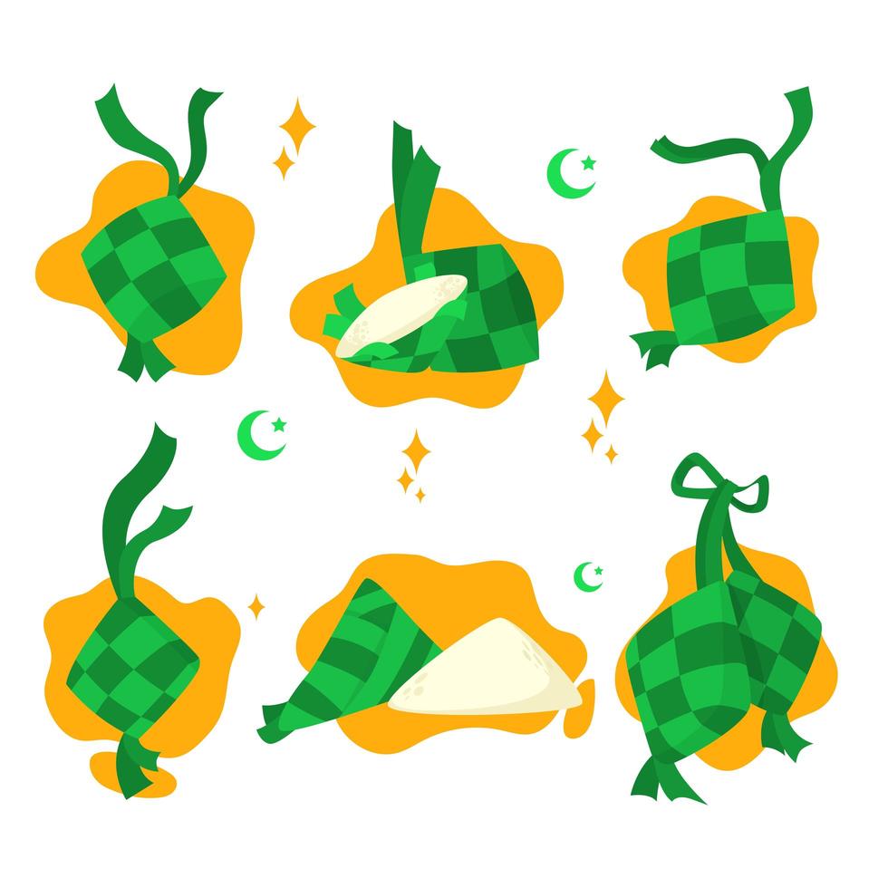 ketupat icon set vector