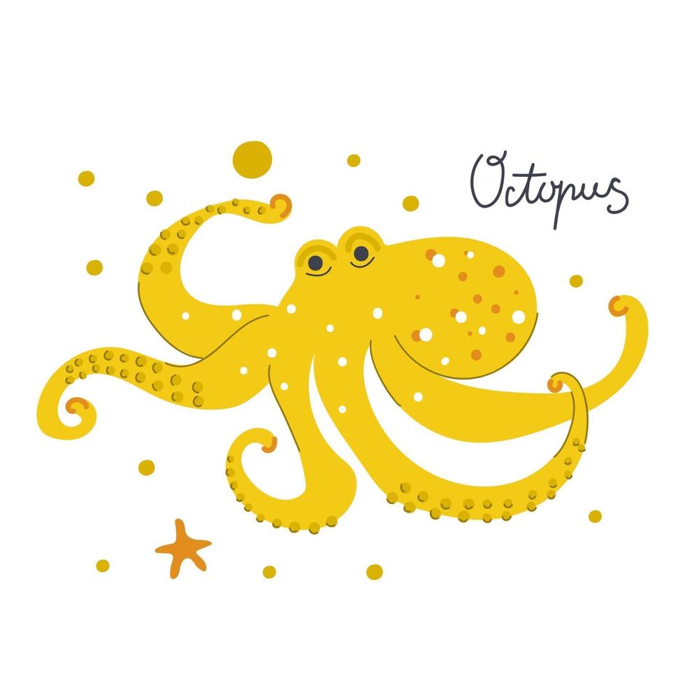 hand getekende schattige octopus. kinderkamer ontwerp. vector