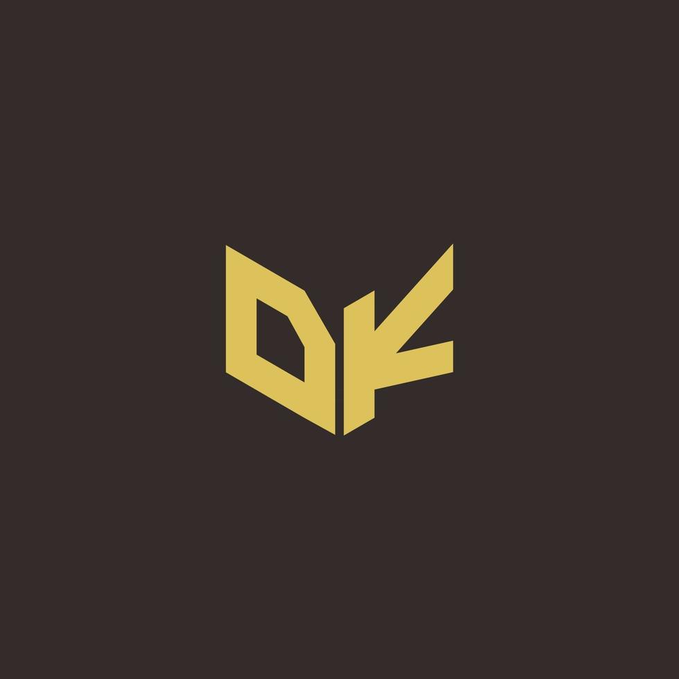 dk logo brief eerste logo ontwerpen sjabloon met gouden en zwarte achtergrond vector