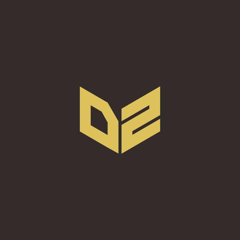 dz logo brief eerste logo ontwerpen sjabloon met gouden en zwarte achtergrond vector