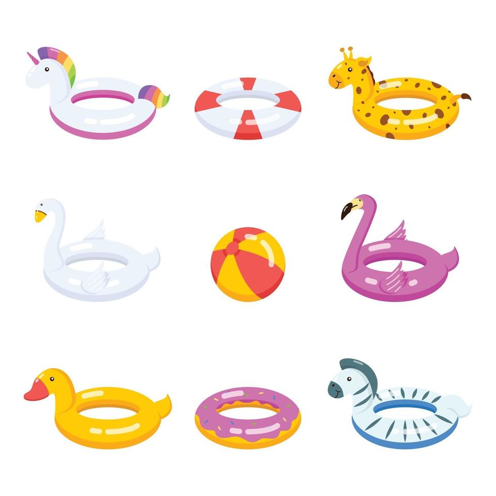 zwemmen floaties en accessoires icon set vector