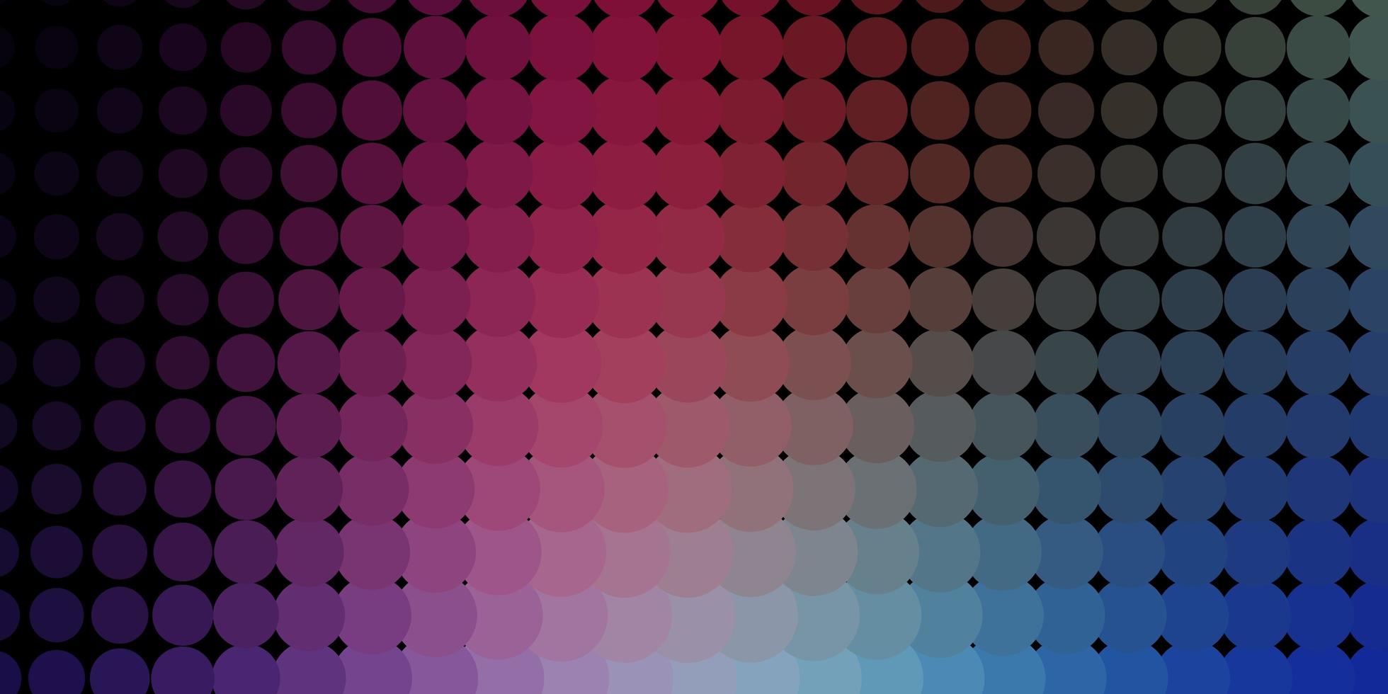 donkerroze, blauwe vectorachtergrond met vlekken. illustratie met set van glanzende kleurrijke abstracte bollen. patroon voor websites. vector