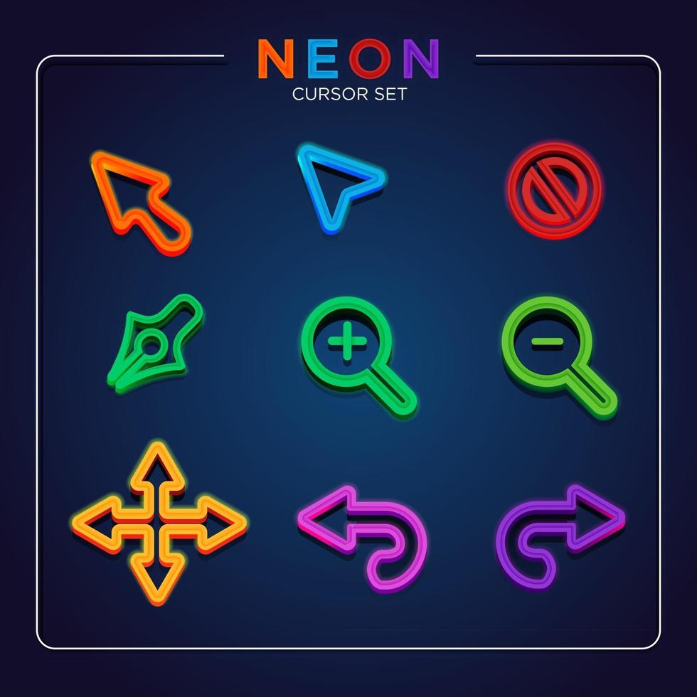 gloeiende neon cursor set vector