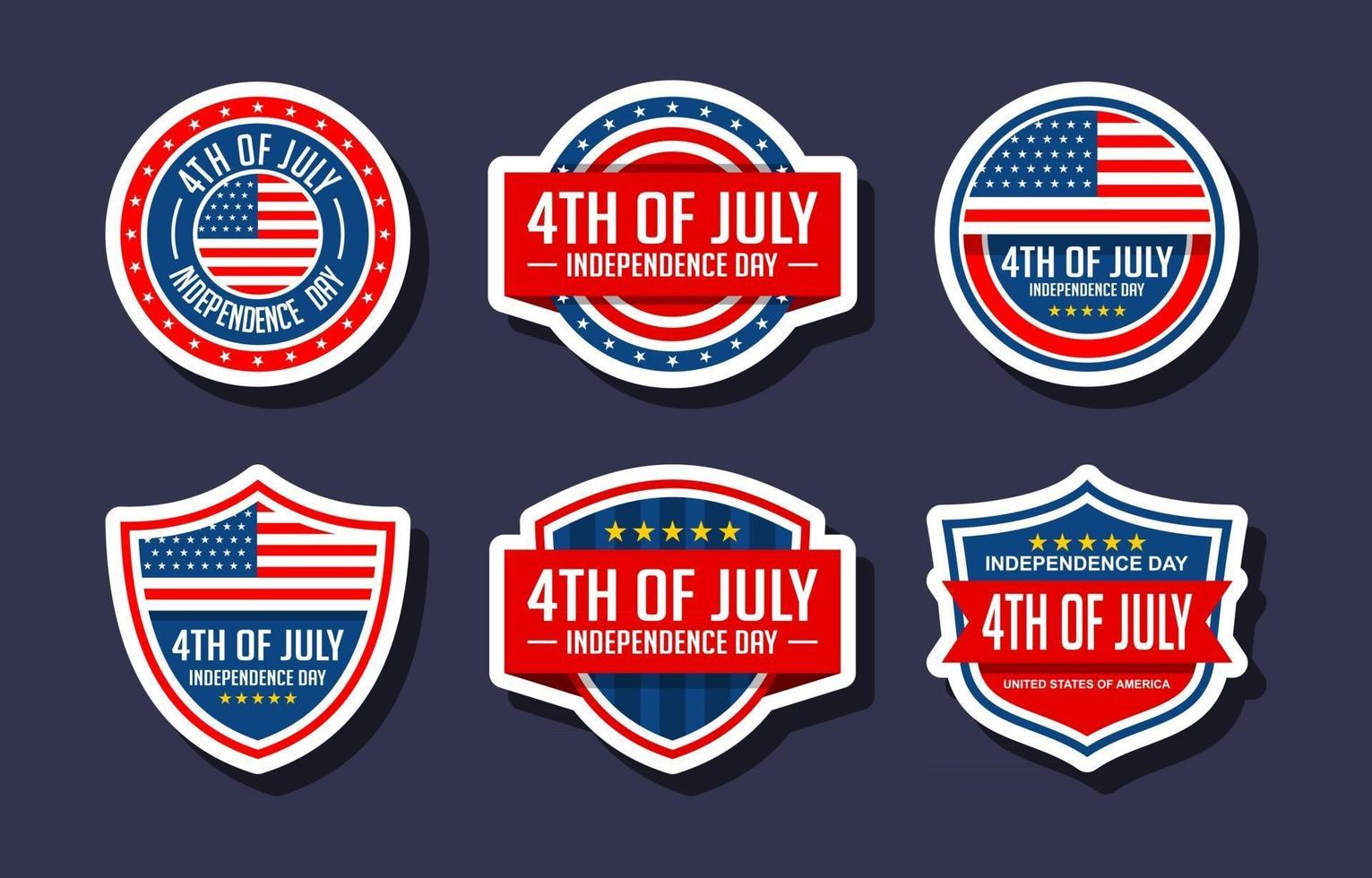 4 juli stickerset badges vector