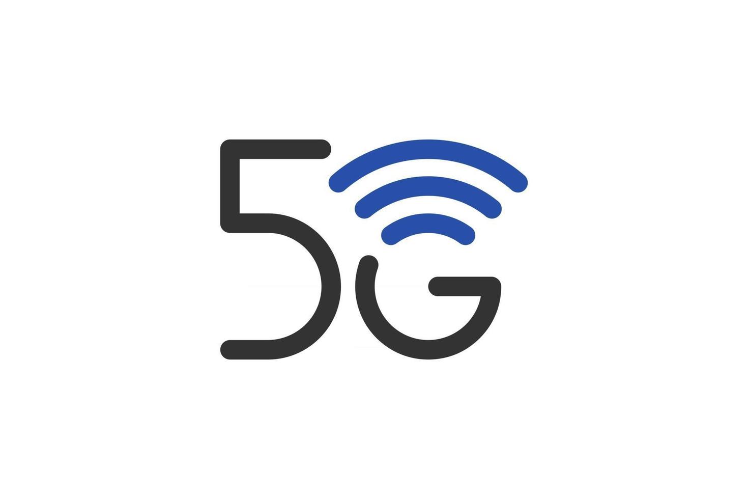 5g netwerkverbinding bedrijfssymbool. 5e generatie draadloos internet technologie icoon. vector 5 g communicatie embleem blauw ontwerpsjabloon geïsoleerd