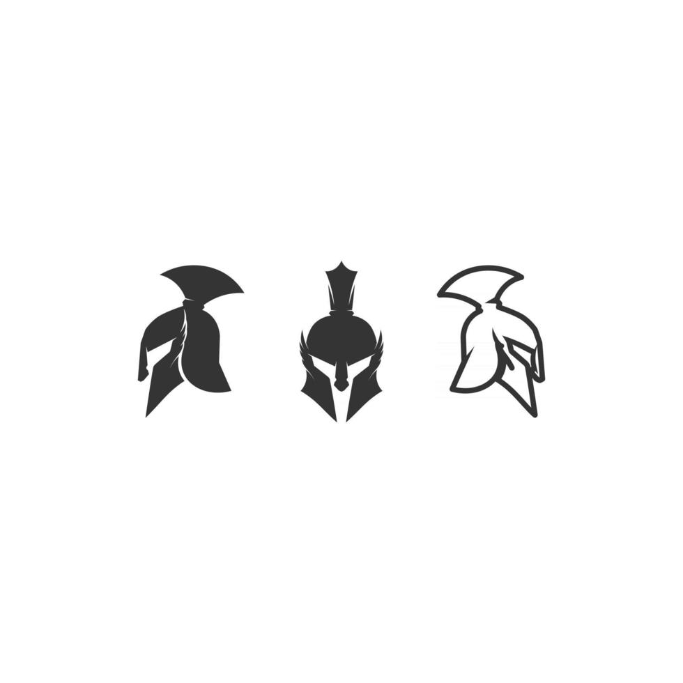 Spartaanse helm logo sjabloon logo soldaat en ridder set icoon logo vector