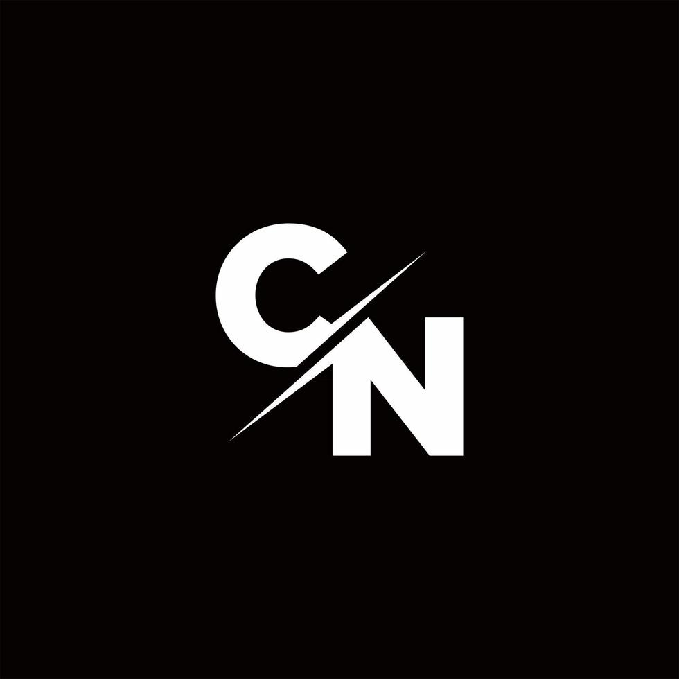 cn logo letter monogram schuine streep met moderne logo-ontwerpsjabloon vector