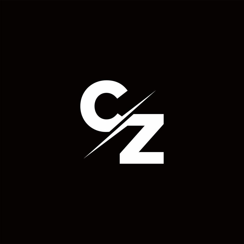 cz logo letter monogram schuine streep met moderne logo-ontwerpsjabloon vector