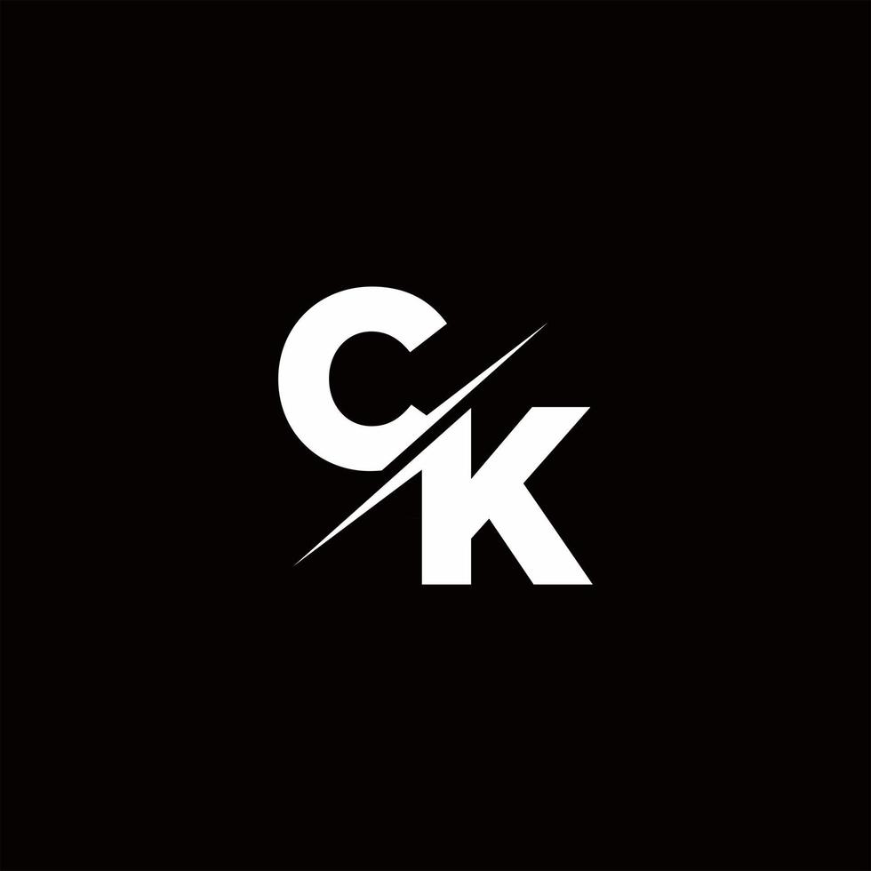 ck logo letter monogram schuine streep met moderne logo-ontwerpsjabloon vector