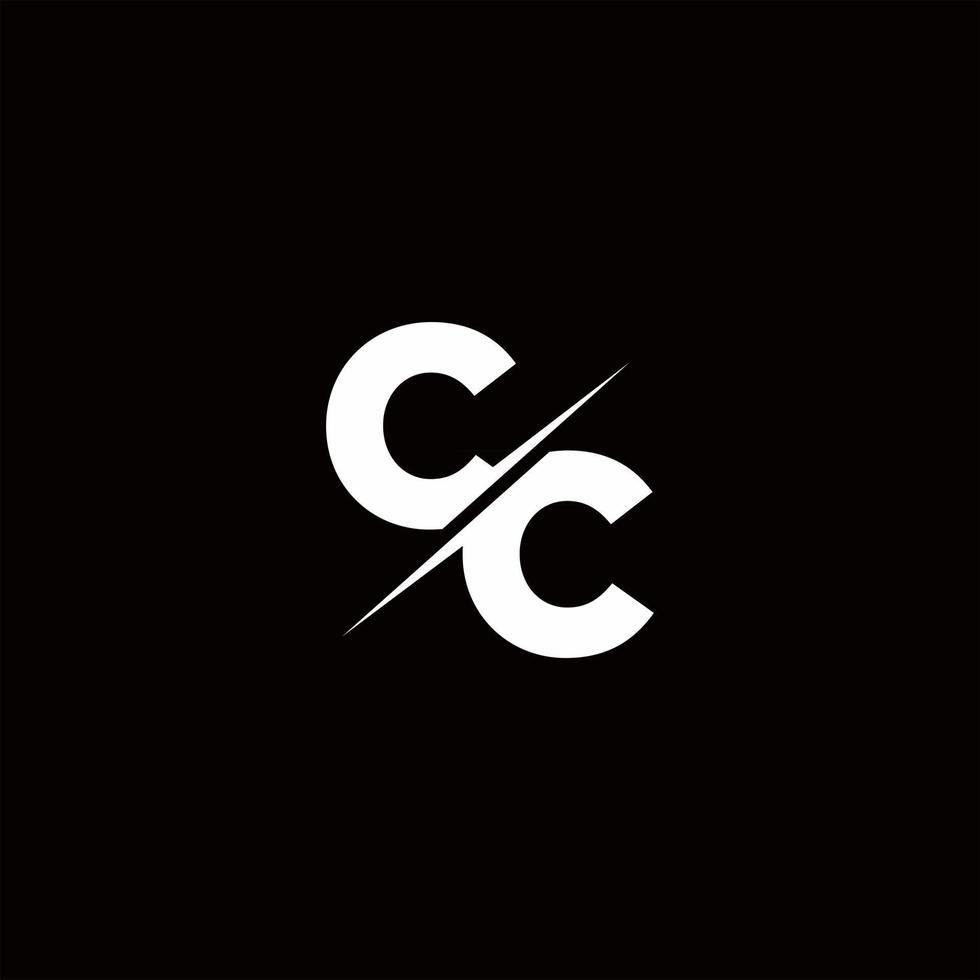 cc logo letter monogram schuine streep met moderne logo-ontwerpsjabloon vector