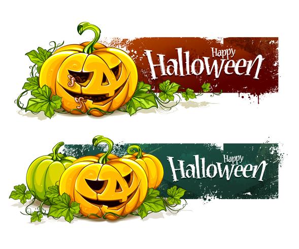 Grunge halloween banners vector