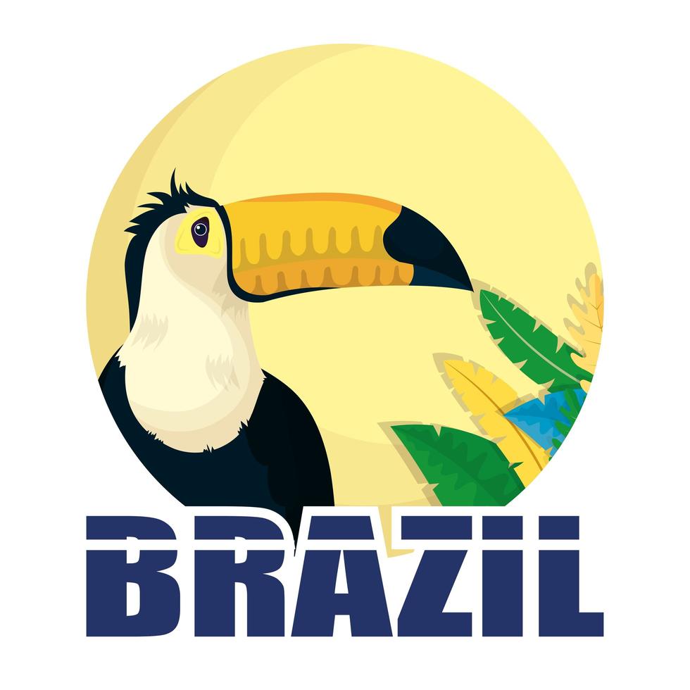 brazilië carnaval poster met belettering en toekan vector