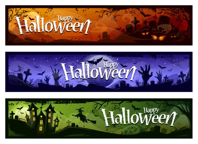 cartoon halloween banners vector