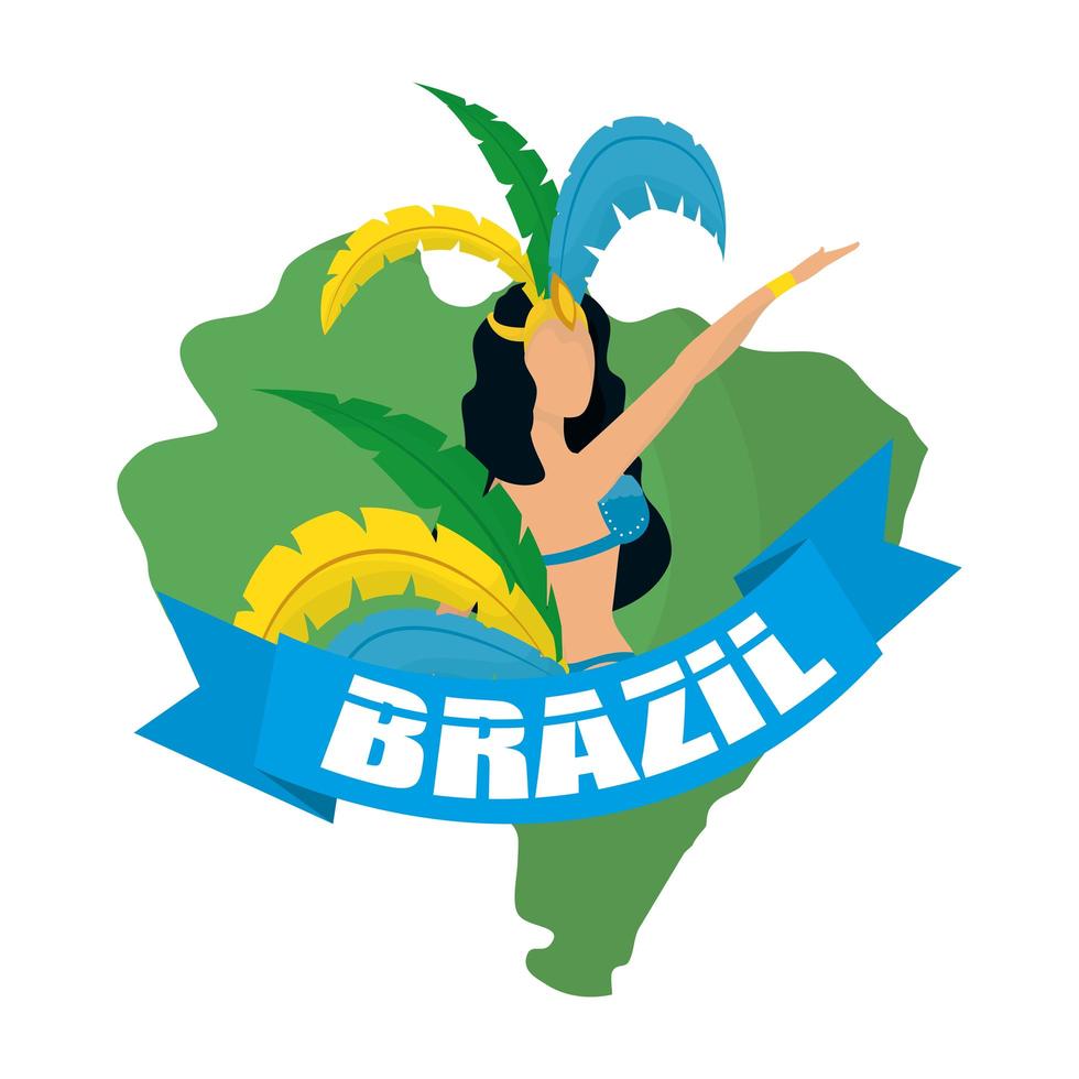 braziliaanse carnavalsposter met belettering en garota-dansen vector