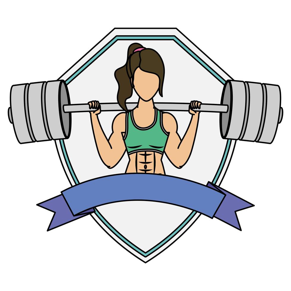 jonge vrouw atleet Gewichtheffen karakter vector