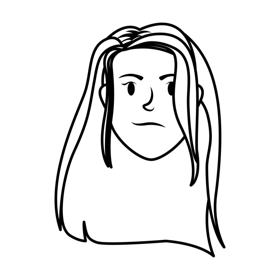 schattige jonge vrouw hoofd avatar karakter vector