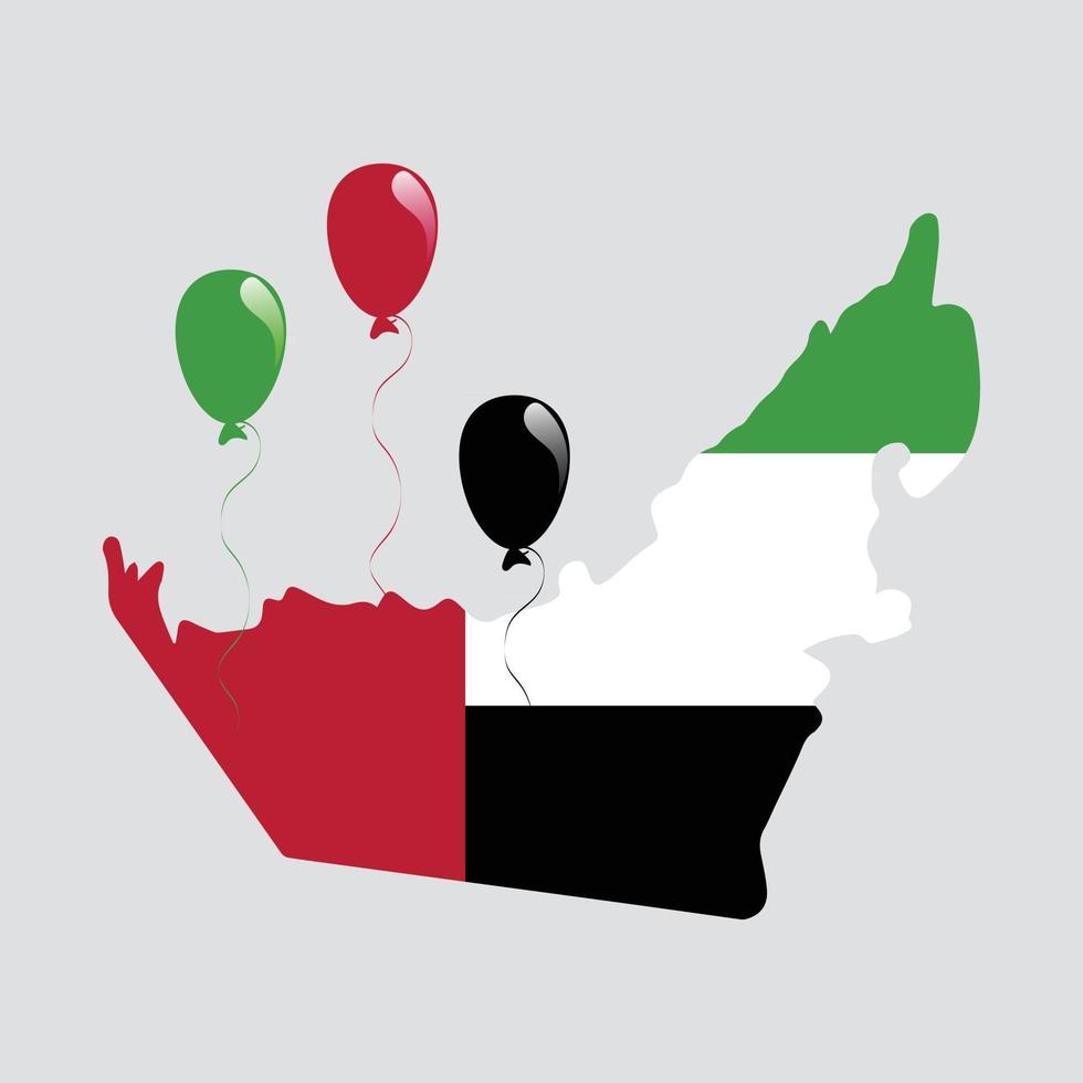 vlag en kaart van verenigde arabische emiraten vector